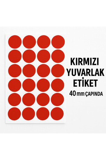 Kalite Barkod Round Label 40 mm Red Color 300 Pieces Label -