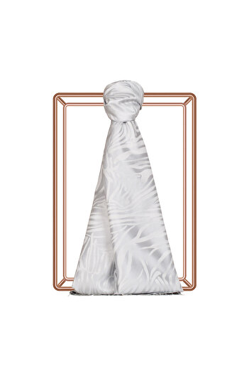 ipekevi Ice White Zebra Jacquard Μοτίβο Μεταξωτό Σάλι