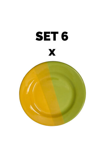 Cesiro Set 6 piese Farfurie desert, 19 cm, Verde/Galben