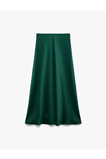 Koton Regular Fit Midi Satin Skirt