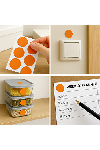 Kalite Barkod Round Label 40 mm Orange Color 300 Pieces Labels - Quality Barcode
