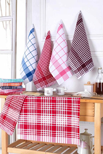 HRN Textile Gingham Set of 5 German Serviettes, Kitchen Towels, Nutrition Cover (45X70Cm)