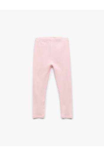 Koton Cotton Ribbed Basic Long Leggings with Elastic Waist