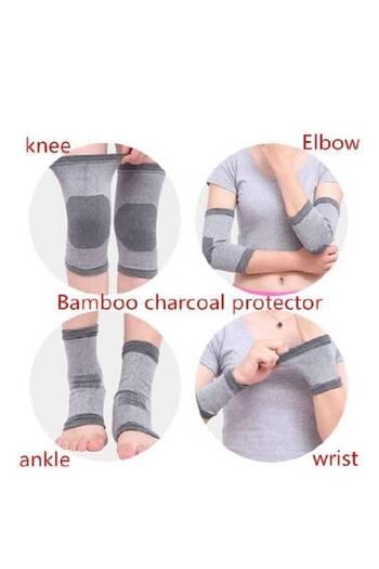 TERRION 8Pcs Bamboo Charcoal Protective Gear Set – Knee, Wrist, Arm, Ankle Guards for Gym, Sports, Exercise