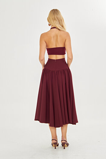 FARBE ER FASHION Madonna Burgundy Skirt