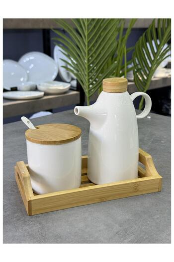 ACAR Pamira Porcelain Oil Pot and Bowl Set with Spoon