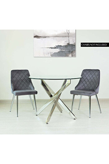 Vanity Living Dining Table - Davos Chrome Round 4-Seater