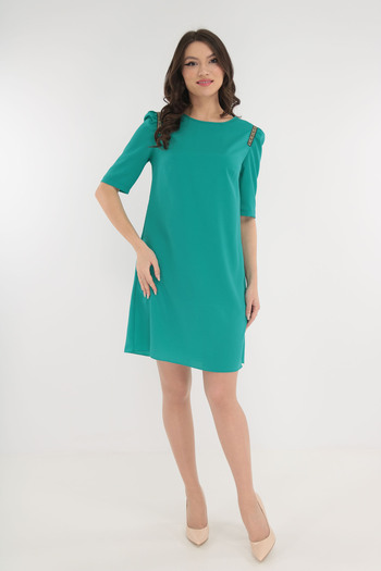 Vanessa Line RO Turquoise dress with decorative strap on the shoulders