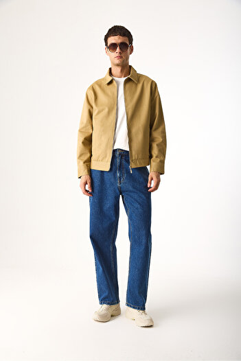 VENA Regular Fit Cashmere 100% Cotton Jacket with Front Zipper