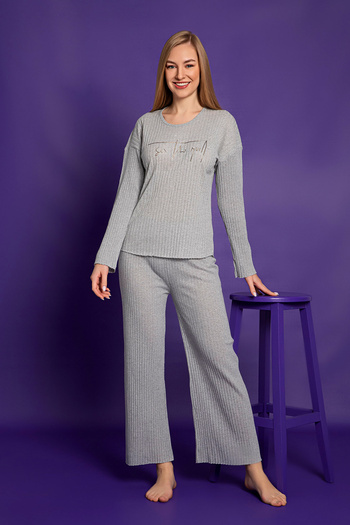 lacelove Nisanca Seasonal Long Sleeve Cotton Women's Pajamas Set