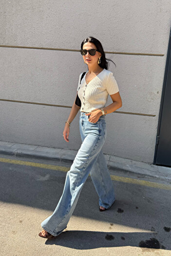 Seda Yalçın Atelier Pantaloni de jeans albaștri Baggy Fit