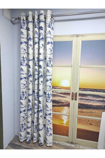 Evcimenhome Lined Rustic Curtain with Eyelets Metal Rings 170Cmx230Cm Twr