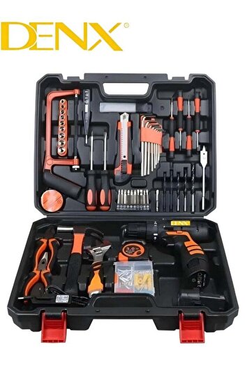 Denx Cordless Drill Set Professional Household Home Tool Kit Set with DIY Hand Tool Kits