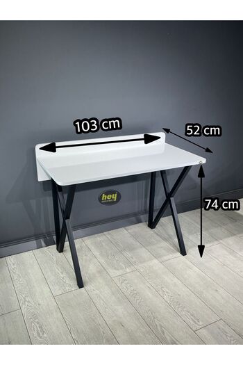 hey modüler mobilya Buse Çalışma Masası Ofis Bilgisayar Masası + Katlanır Sandalyeli 103 cm Metal Siyah Ayak
