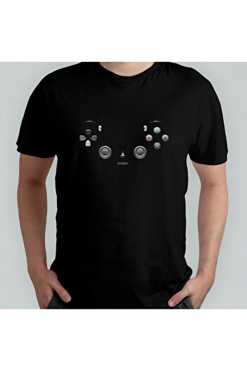 Pixxa Playstation Keys Unisex 100% Cotton Crew Neck T-Shirt Model 2