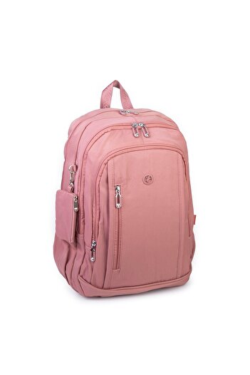 Nas Bag Unisex Large Size Lightweight Multi-Eye School Backpack (Width: 30 cm Length: 44 cm) Dusty Rose