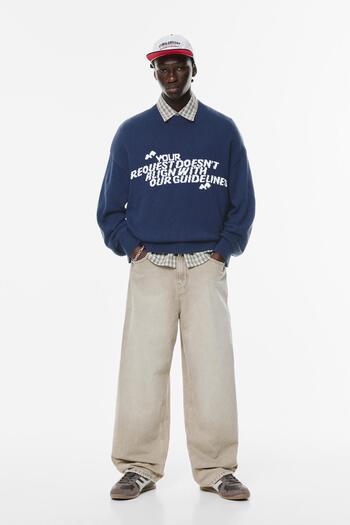 Pull & Bear Yazı grafik baskılı kazak