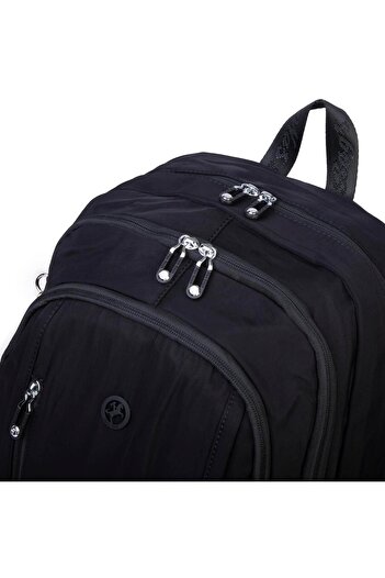 Nas Bag Unisex Large Size Lightweight Multi-Eye School Backpack (Width: 30 cm Length: 44 cm) Black