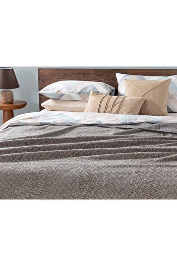English Home Zigzag Cotton Double Blanket 200X220 cm Anthracite - Beige