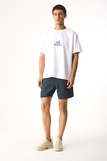 VENA Alex Elastic Waist 100% Linen Shorts
