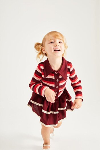 noliva bebek ve çocuk “Retro Style Girl's Vintage Knitwear Blouse & Ruffled Skirt Set”