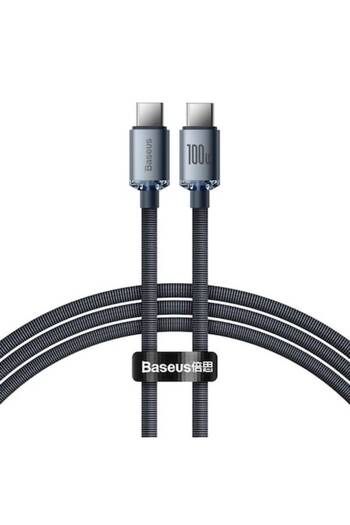 Baseus Cablu de încărcare Baseus, Crystal Shine Series CAJY000601, USB Type-C la USB Type-C, 1.2m, 100W, Negru