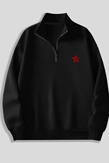 CLAYES 3-Piece Zippered Dikyaka Sweatshirt Set -Star Printed- Black, Navy Blue, Gray