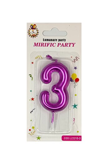 SDX Market Cake candle, number 3, Neon Magenta, 8 cm