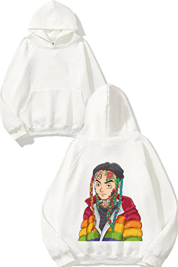 THEWERT 6Ix9Ine Design Back Printed Regular Fit White Sweatshirt
