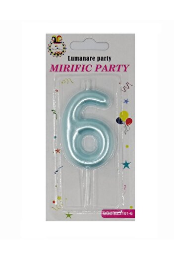 SDX Market Cake candle, number 6, Turquoise Blue