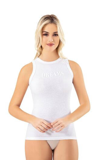 Selkar Global Women's Embossed Print Camisole Modal Design Zero Sleeve Undershirt White - White - Selkrkom-6U65C0-Be