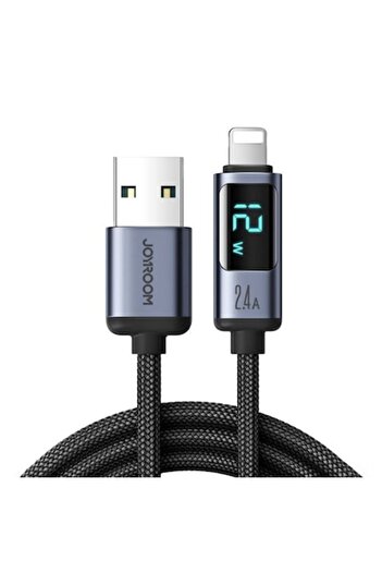 Joyroom Cablu de date USB compatibil cu Lightning 2.4A, aluminiu, lungime 1.2m, C53, negru
