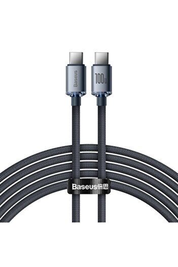 Baseus Charging and Data Transfer Cable Type-C to Type-C Power 100W, Aluminum, Length 2m, C399, Black