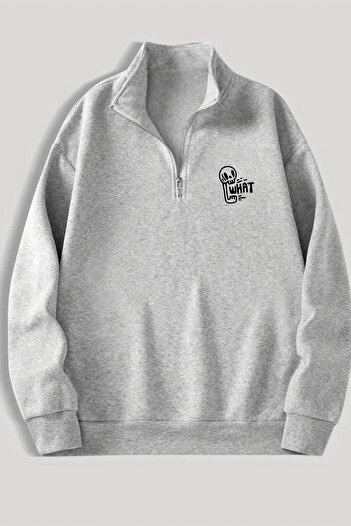 CLAYES Gray Zippered Dikyaka Sweatshirt - What - Winter Textile