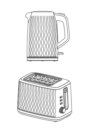 Black&Decker Black & Decker Electric Kettle and 2 Slice Toaster Breakfast Set MBF90-B5, 2200 W, 1.7 L