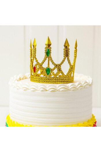 Skygo Gold Sparkling Thin Cake Crown Cake Top Crown Plastic Material 8X8 cm