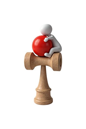BV Kendama profesională, minge din lemn cu finisaj artistic crapat + autocolant pentru telefon