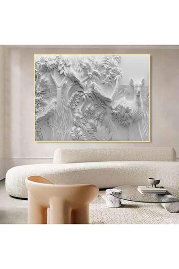 SND Beautiful Art Design Printed Gypsum Canvas Wall Art with Black Frame, 50x70cm