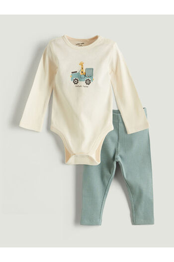 LC Waikiki Create Your Style with Uzg Store |   Crew Neck Long Sleeve Printed Baby Boy Snap Fastener Bodysuit And…