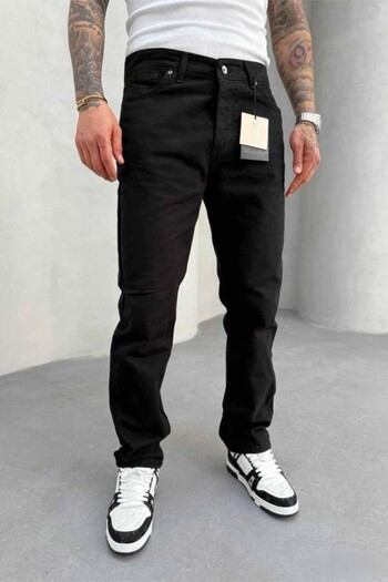 MADZEYMODA Black Denim Fabric Regular Fit Lycra Men's Jean Jeans Ke-759
