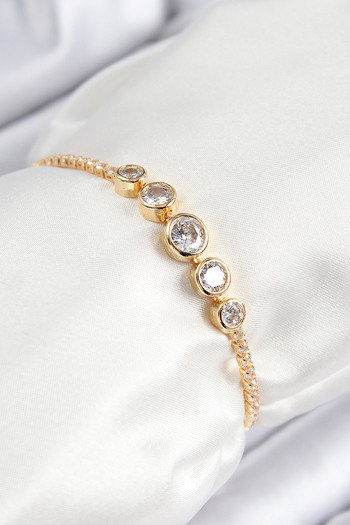 Skygo Brass Zircon Stone Row Circle Model Gold Color Elevator Women's Bracelet - Tj-Bb7719