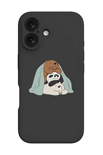 Theodor iPhone 16 Plus Black Protective Liquid Silicone Shockproof Case - 3 P&a sitting
