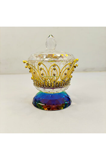 Generic Crystal Decor Gold Glass Sugar Bowl and Turkish Delight Bowl Set 1 Piece