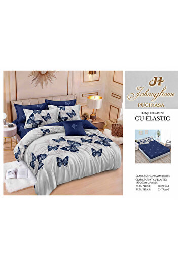 FIONNA.RO Fine Bed Linen With Elastic - Blue Butterflies