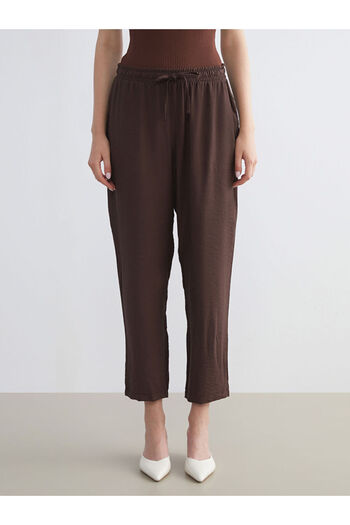 LC Waikiki Brown Elastic Waist Women's Trousers