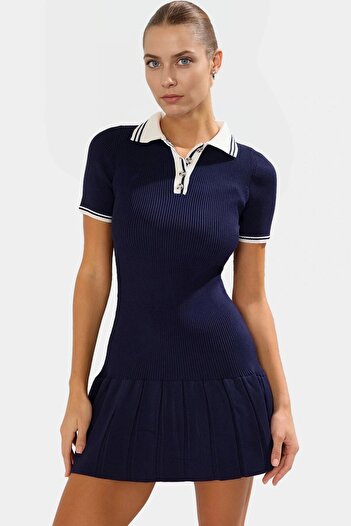 PayBuy Women's Mini Polo Neck Knitwear Dress Pleated Skirt Summer Comfortable Casual Style Summer's Must-Have