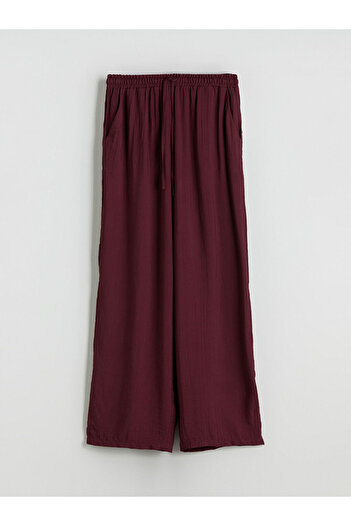 LC Waikiki Plum Wide Leg Women's Trousers with Elastic Waist