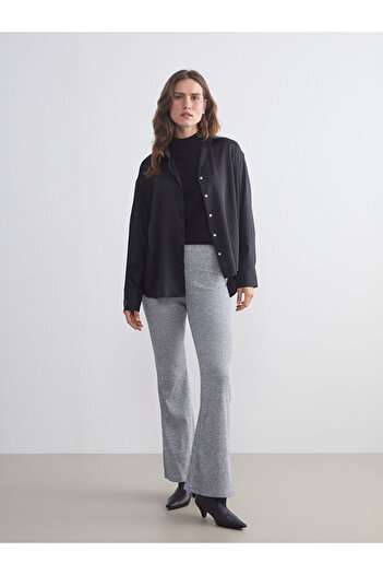 LC Waikiki Gray Elastic Waist Flared Leg Women's Trousers