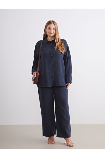 LC Waikiki Create Your Style from Uzg Store |   Elastic Waist Textured Muslin Women's Trousers