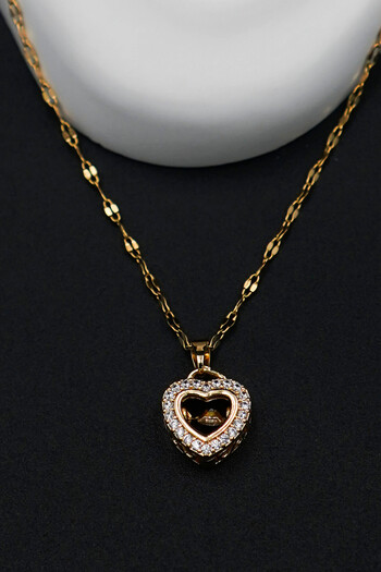 TREND COLLECTİON 316L Çelik Kadın Gold Kolye ve Alyans Yüzük Seti (kutulu)